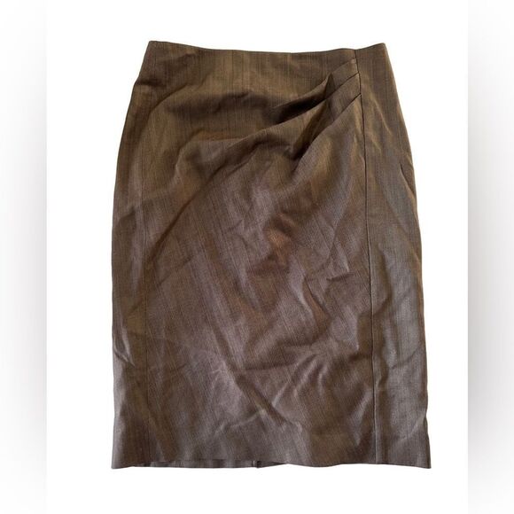 MaxMara Women wool silk blend Brown Skirt front pleated wrap sz2 - Picture 1 of 7